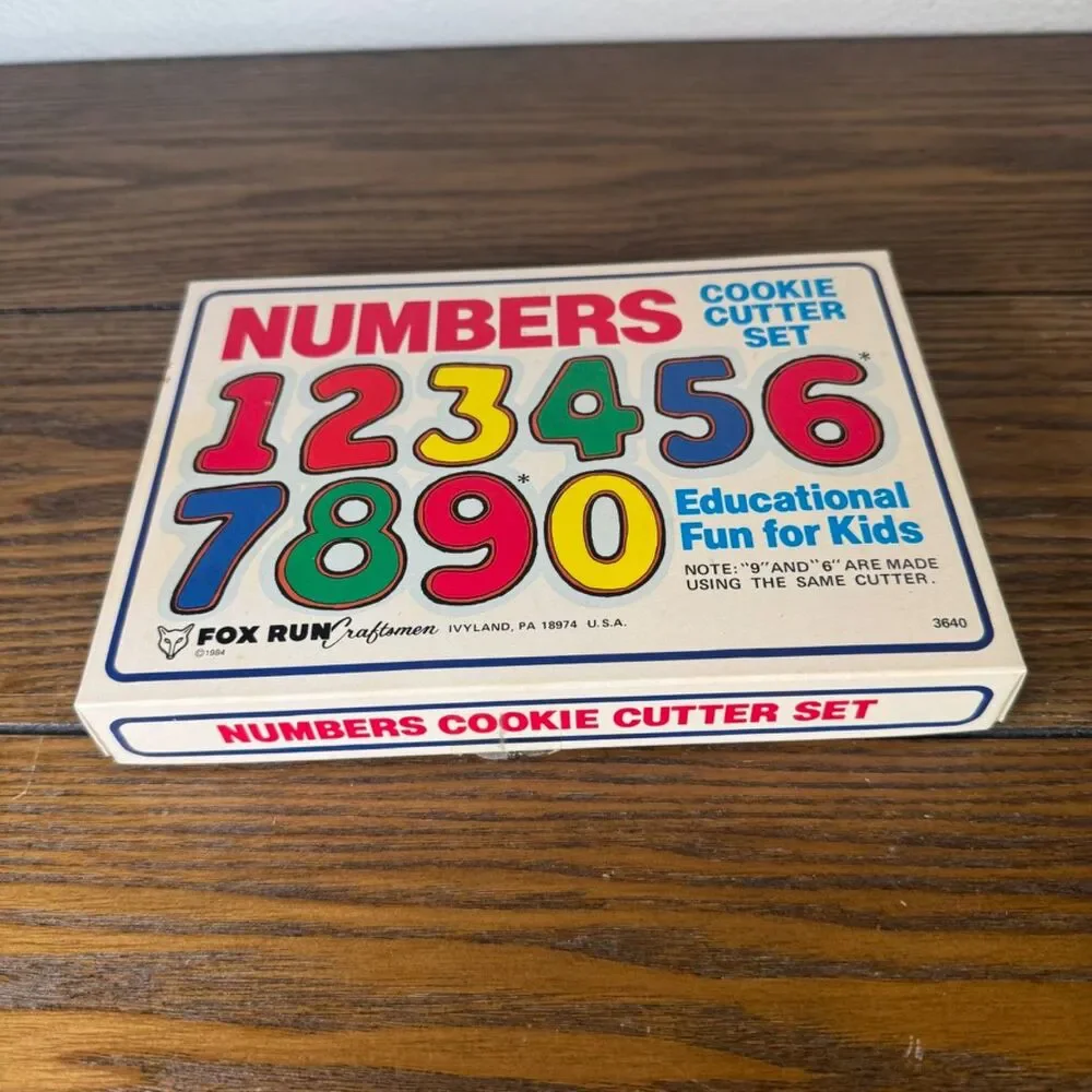 Vintage 1984 Fox Run Craftsmen Numbers Cookie‎ Cutter Set 3640 Tin Aluminum